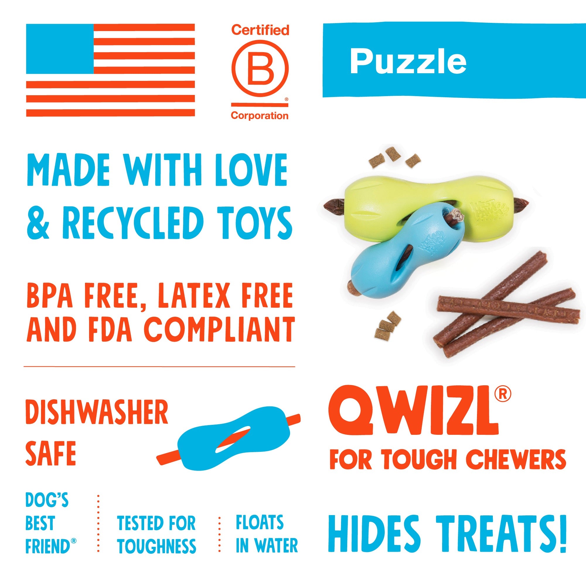 Buy a WEST PAW Qwizl Tough Treat Dispensing Dog Chew Toy